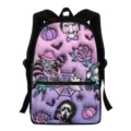Halloween Horror Print Student Backpack Multifunctional Polyester School Bag Dark Style - Classic Horror Movie Characters Pattern (V30010) / 28.5cm*40cm*17cm