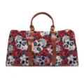 Halloween Skull and Red Rose Duffel Bag Large Capacity Travel Handbag Shoulder Bag - Skull Red Rose Style (LXB-0013) / 52x24x29cm