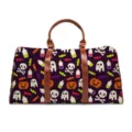 Spooky Halloween travel duffel bag with skull and pumpkin prints, durable shoulder handbag. - Purple Halloween Elements Style (LXB-0004)