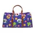 Halloween Day of the Dead Sugar Skull Duffel Bag Travel Handbag Gym Shoulder Luggage - Purple Halloween Skull Guitar Style (LXB-0012) / 52x24x29cm