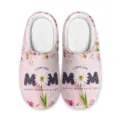 Gemütliche rosa Plüsch-Hausschuhe für Damen mit süßem Gänseblümchen-Muttertags-Druck. - 35 / Rosa Gänseblümchen-Druck (MT-95)