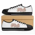 Personalisierte Damen Sneaker aus Segeltuch mit Mama Druck, lässige schwarz-weiße Freizeitschuhe. - 38 / Schwarz Mama Leopard Blumen Druck (DF20050)