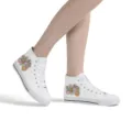 Muttertag blumige MAMA Print High Top Segeltuch Freizeit Sneaker Damen Modeschuhe - 35 / Weißer MAMA-Druck (GF20125)