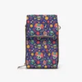 Elegante Moda Mujer Bolso Bandolera de Teléfono de Cuero PU Vintage Calavera Flores Cartera - Estilo Floral de Calavera del Día de los Muertos(sjxb0001) / 13*20cm