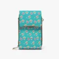 Cyan PU leather crossbody phone bag featuring a colorful sugar skull pattern for women. - Style sjxb0021 / 13*20cm