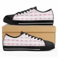 Personalisierte Muttertag Damen Low-Top Canvas Sneakers freizeitschuh mit rosa Blumenmuster. - 38 / Schwarz MOM Blumen Druck (DF20047)