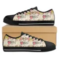Modische Segeltuch Low Top Sneaker für Damen und Herren mit Blumen Muttertag Print. - 38 / Muttertagsdruck in Rosa (DF20007)