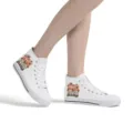Damen High-Top Segeltuch Sneaker mit stilvollem Mama Buchstaben und Schmetterling Druck - 35 / Schmetterlingsdruck-Stil (GF20137) / Weiß