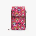 Pink sugar skull print crossbody phone bag women PU leather vertical wallet handbag - Style sjxb0022 / 13*20cm