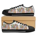 Damen Low-Top-Segeltuch-Sneaker mit süßem Blumen MAMA Print Freizeit Schuhe Alltag. - 38 / Gänseblümchen Druckstil (DF20026)
