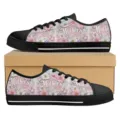 Unisex Low Top Canvas Sneakers Muttertag Blumen Druck Freizeit Schnürschuhe Schuhe - 35 / Rosa Blumen Muttertagsdruck (DF0009)