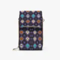 Bolso de teléfono para mujer de cuero PU con calavera de Halloween, bandolera temática. - Estilo de Fantasma de Calabaza de Halloween a Cuadros(sjxb0003) / 13*20cm