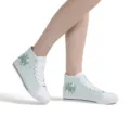 Damen High Top Segeltuch Schuhe Muttertag Blumen Druck Freizeit Turnschuhe Bequem - 35 / Muttertag MOM Buchstabe Blumen Stil (GF20140) / Hellblau