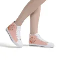 Damen Rosa High Top Segeltuchschuhe Muttertag Blumenprint Schnürung Freizeit Sneakers - 35 / Rosa Blumendruckstil (GF20112) / Rosa