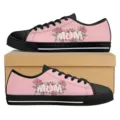 Personalisierte Damen Low Top Segeltuch Schuhe mit Blumenmuster und Aufschrift Mutter. - 38 / DF20034 (MOM Rosa Druck)