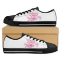 Personalisierte Muttertag Druck Low Top Segeltuch Sneaker schwarz weiße Freizeitschuhe. - 38 / DF20031 (Happy Mother's Day Schwarzer Druck)