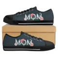 Muttertag Blumen Print Segeltuch Low Top Schuhe Damen Sneakers Hauptbild Display - 38 / DF20033 (MOM Schwarzer Blumendruck)