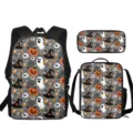 Juego de mochila escolar de Halloween con fantasma lindo, bolsa de almuerzo y estuche. - Estilo Fantasma Gris / Mochila Y Bolsa De Almuerzo Y Estuche