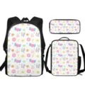 Bonito juego de mochila escolar de 3 piezas con bolsa de almuerzo y estuche. - Estilo Lindo Martillado (ACB-0066)