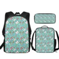Juego de mochila de 3 piezas con diseño médico lindo, bolso de almuerzo y estuche escolar - Estilo Médico Verde Claro / Mochila Y Bolsa De Almuerzo Y Estuche