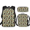 Conjunto De 3 Piezas Mochila Escolar Infantil Con Estampado De Fantasma Y Bolsa De Almuerzo - Halloween Fantasma Calabaza (ACB-0067)