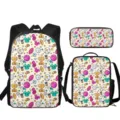 Conjunto de mochila escolar de 3 piezas con bonito estampado deportivo de dibujos animados. - Estampado de Elementos Deportivos (ACB-0051) / Set de tres piezas
