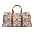 Large Capacity Travel Duffel Bag Sugar Skull Floral Print Canvas Weekender Handbag - Day of the Dead Light Floral Style (LXB-0018)
