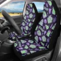 Halloween monster print car seat covers set, spooky ghost and pumpkin design auto front cushions. - Monster Ghost Style (CZT-146)