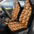 Halloween car seat covers orange spooky skull pumpkin print front seats universal fit decor - Funny Skull Pumpkin Style (CZT-147)