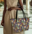 Day of the Dead Skull Print Tote Bag Women Fashion Casual Shoulder Bag Large Capacity Handbag - Dark Purple Halloween Print (BAG2-0079)
