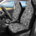 Halloween car seat covers set universal fit skull and bat pattern front seats interior - Gray Skull Spiderweb Style (CZT-149)