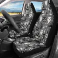 Halloween autostoelhoezen schattige geest pompoen schedel zwart grijs bedrukte stoelbeschermer auto - Zwart Wit Grijs Cartoon Kist Stijl (CZT-150)