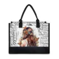 Stylish canvas tote bag with black handles, motivational text and butterfly art design. - Inspirational Butterfly Back Style (BJFBB-0027) / 42cmx15.3cmx33cm