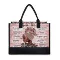 Black woman art canvas tote bag with inspirational bible verses and black handle, durable. - Inspirational English Text Pattern (BJFBB-0007) / 42x15.3x33cm