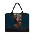 Canvas tote bag for women featuring a stylish black woman and butterfly art print design. - Style Three (BJFBB-0043) / 42cmx15.3cmx33cm