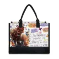 Fashion canvas tote bag with stylish artistic print and black trim for daily use. - Fashion Slogan Art Illustration Style(BJFBB-0018) / 42cm-15.3cm-33cm