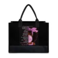 Sac cabas en toile noir personnalisé avec des citations motivantes et art de fille afro. - Motif de Fille Noire à la Mode (BJFBB-0040)