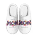 Muttertag Blumenprint Plüsch Baumwolle Hausschuhe für gemütliche warme Hausschuhe - 35 / Weiß-World's Best Mom Druck (MT-120)