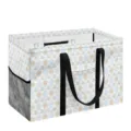 Panier de rangement pliable imprimé d'ours mignon avec poignées noires et poche latérale. - Style Floral Ours Losange Bleu Blanc (zyl0025) / Pack Standard