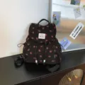 Χαριτωμένο rucksack από κοτλέ με τύπωμα φράουλας σε κορεάτικο στιλ για γυναίκες σχολική τσάντα - Μαύρο