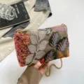 Geborduurde pailletten ketting schoudertas, prachtig bloemenpatroon stijlvolle tas voor dames. - Oranje