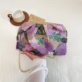 Borsa a tracolla ricamata con paillettes eleganti e catena, perfetta per feste. - Viola
