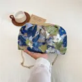 Nuova borsa a tracolla da sera con ricamo di paillettes stile cinese, pochette floreale blu. - Blu