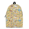 Cute cartoon doodle print kids backpack, stylish and fun lightweight school bag for students. - S / Yellow Cartoon Graffiti (QYBB-54)