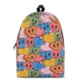 Cartoon retro heart print backpack for students, stylish school bag with front zipper pocket. - S / Heart Wave Style (QYBB-51)
