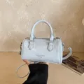 Light blue Boston handbag for women, trendy PU leather shoulder and crossbody bag. - No Pendant / Blue