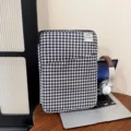 Zwart-witte ruitjes laptophoes stijlvolle geruite tablettas lichtgewicht opbergtas - L / Zwart