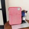 Rood-wit geruite tablet hoes laptop opbergtas lichtgewicht studenten eenvoudige tas organizer - S / Rood