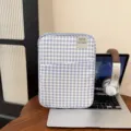 Blauw-wit geruite tablethoes laptopentas voor studenten minimalisten lichtgewicht opberg - S / Blauw