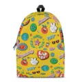 Colorful retro cartoon print yellow student backpack school bag daily casual daypack - S / Yellow Graffiti Style